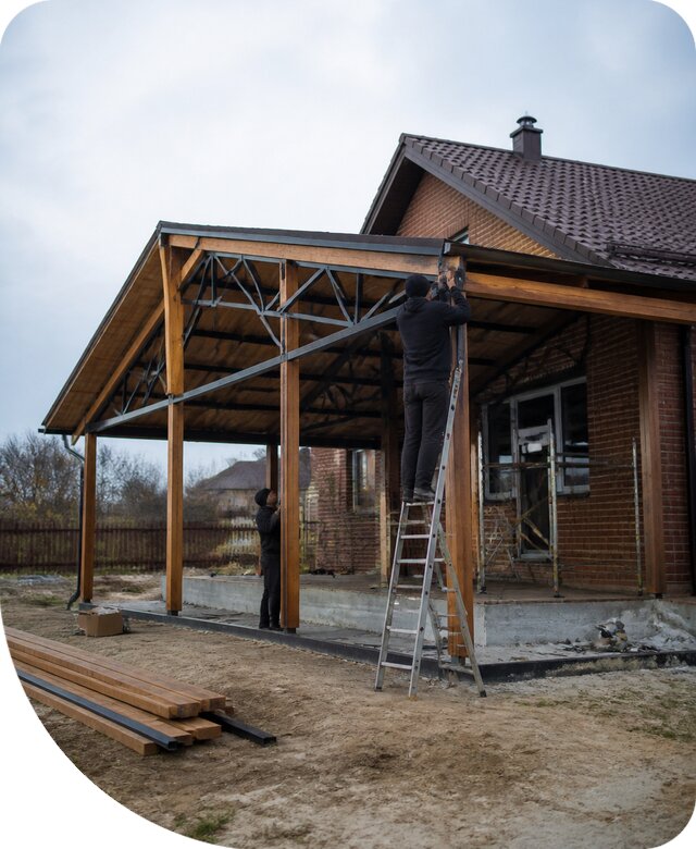 Пристройка навеса к дому и участку в Магнитогорске под ключ